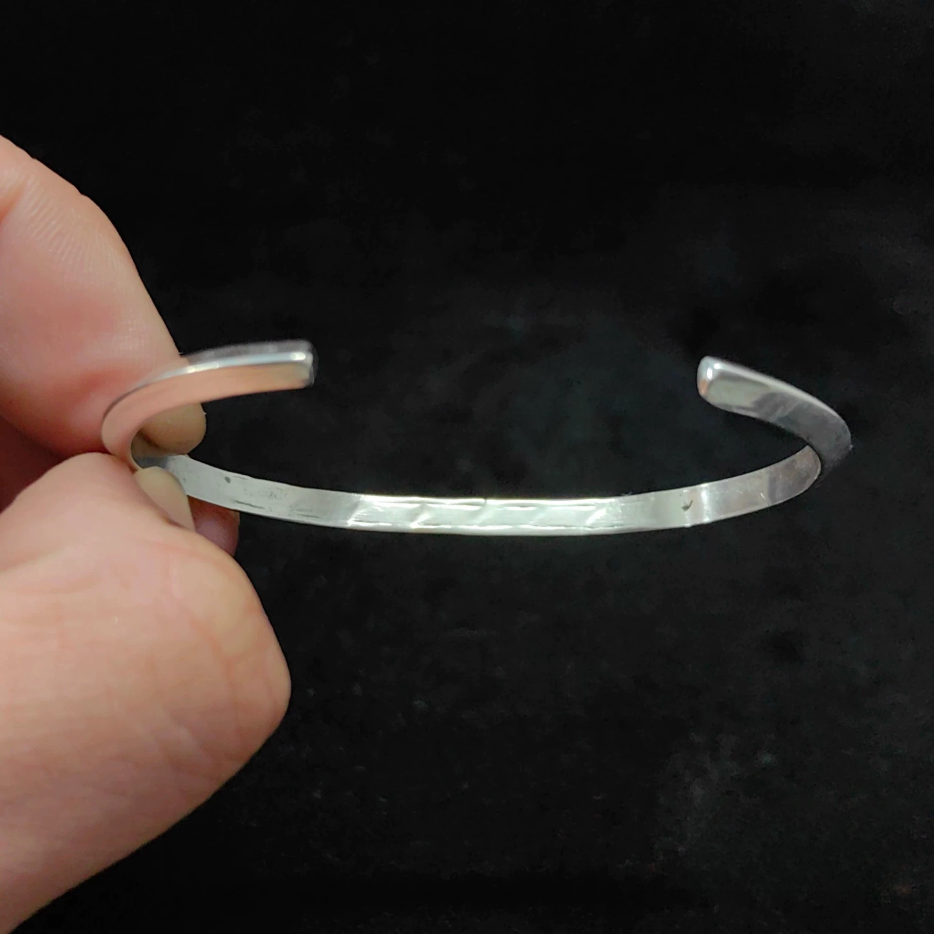 Geometric Engraved Sterling Silver Cuff Bracelet – Minimalist Triangle Pattern Open Bangle for Men and Women