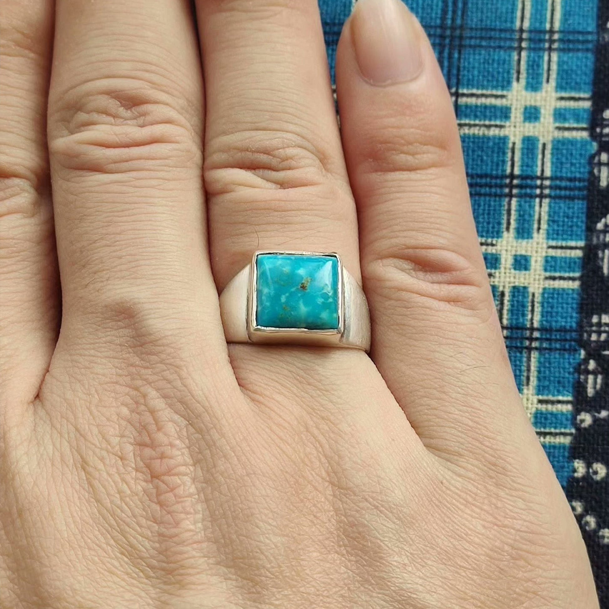 Natural Square Turquoise Ring