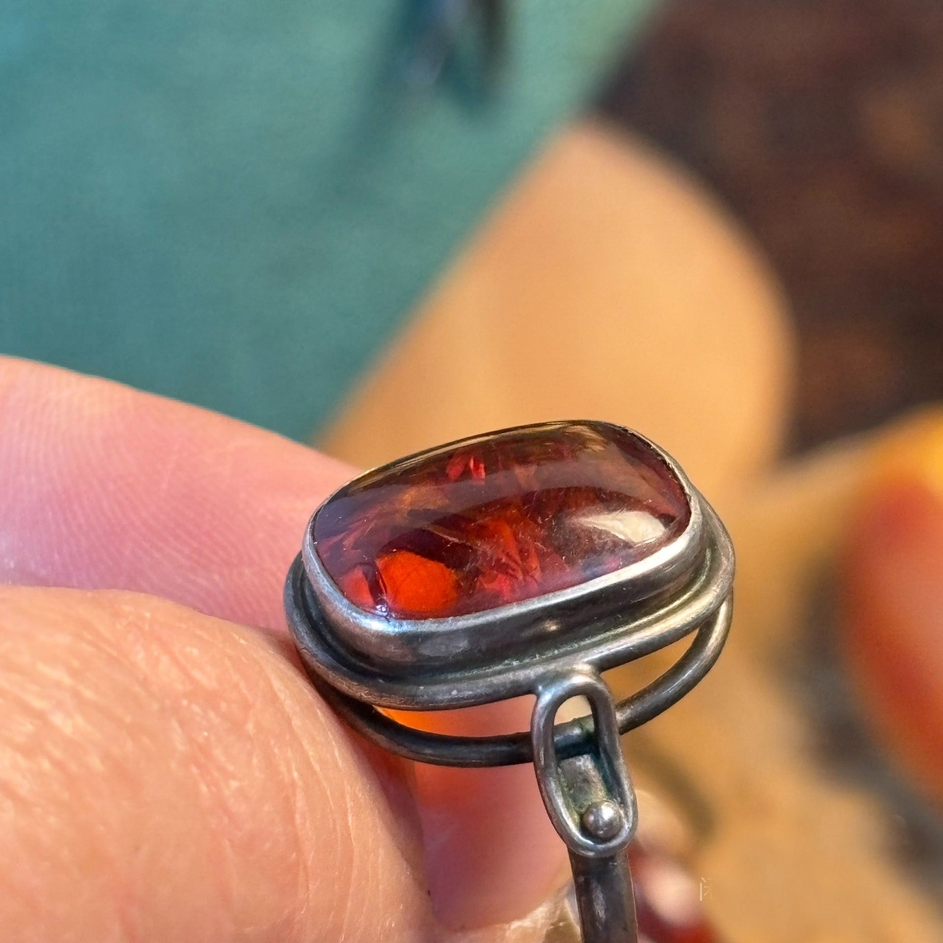 Vintage Baltic Amber Ring in Sterling Silver – Handmade Retro Style Jewelry for Women