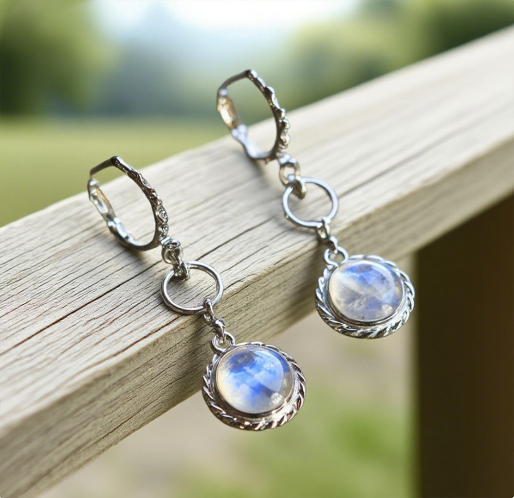 Sterling Silver Moonstone Drop Earrings