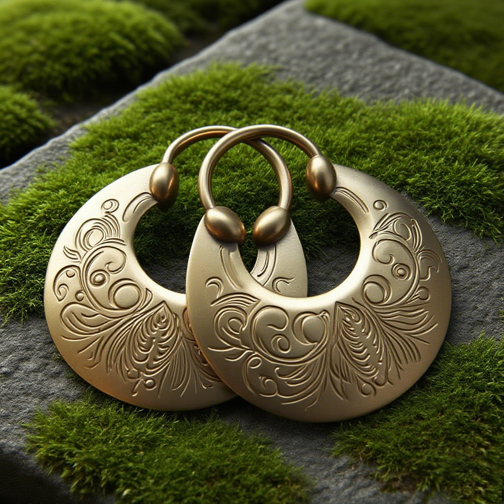 Boho Vintage Gold Engraved Hoop Earrings – Ethnic Statement Jewelry for Women
