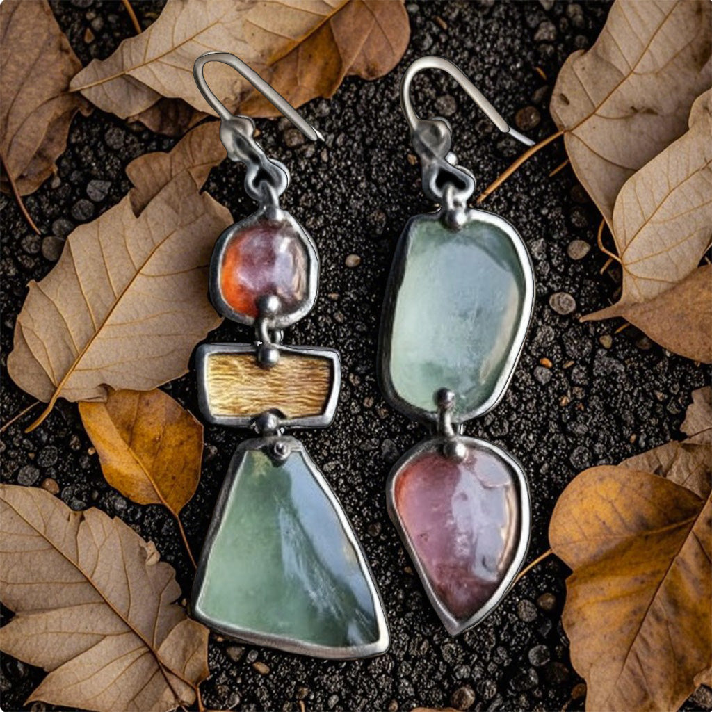 Bohemian Raw Stone Dangle Earrings
