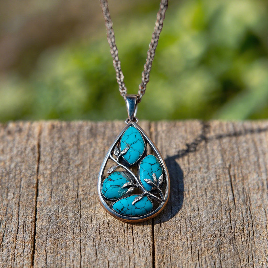 Teardrop Turquoise Pendant Necklace