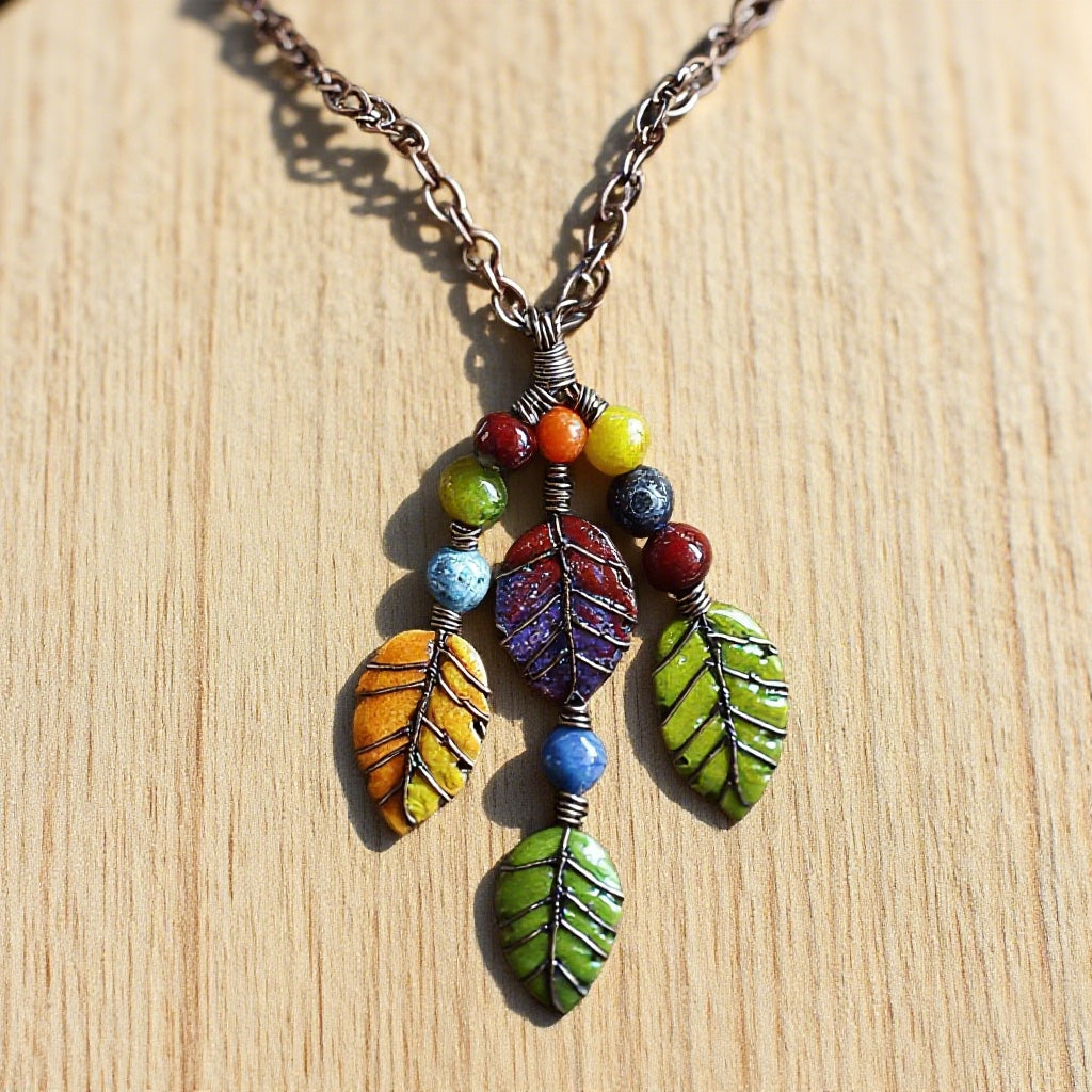 Handcrafted Boho Leaf Pendant Necklace