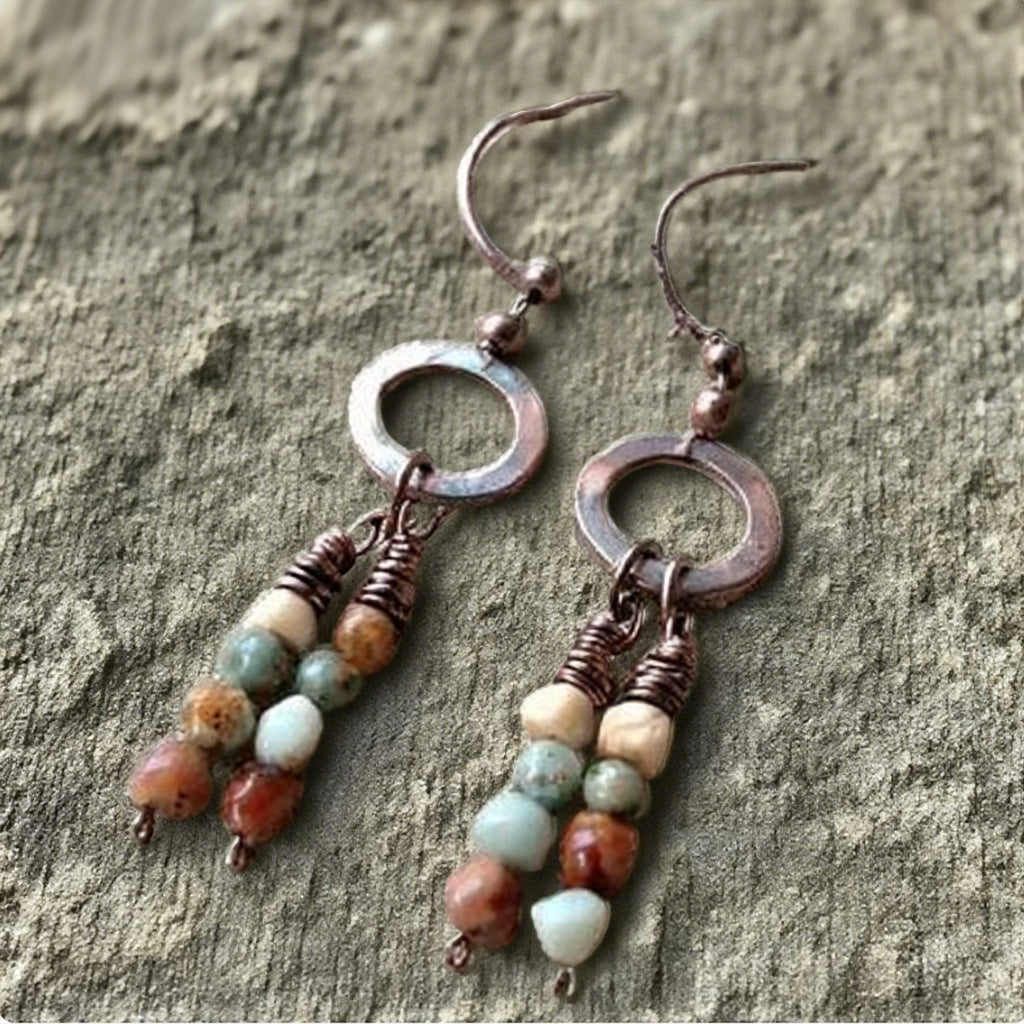 Boho Ceramic Bead Dangle Earrings