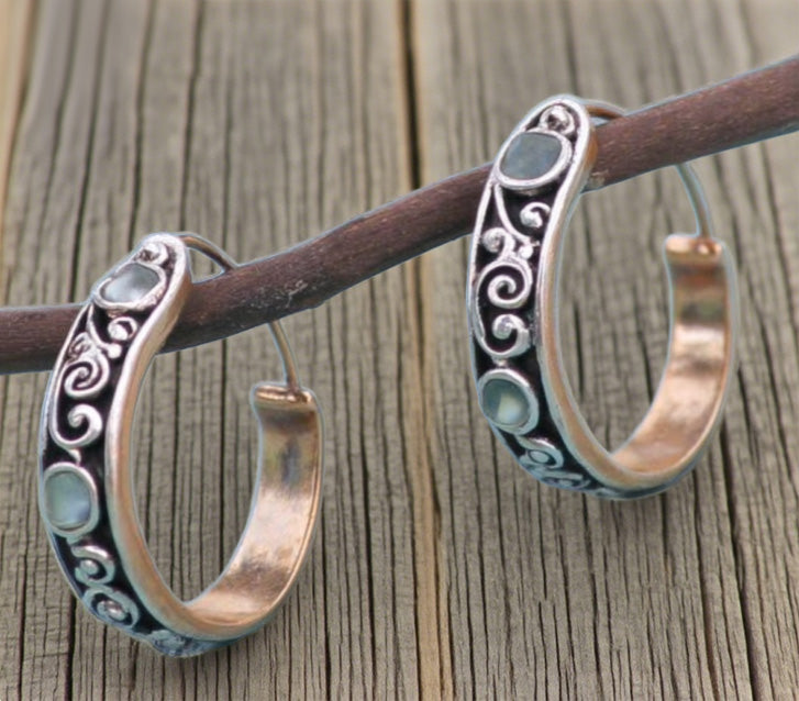 Vintage Scrollwork Hoop Earrings