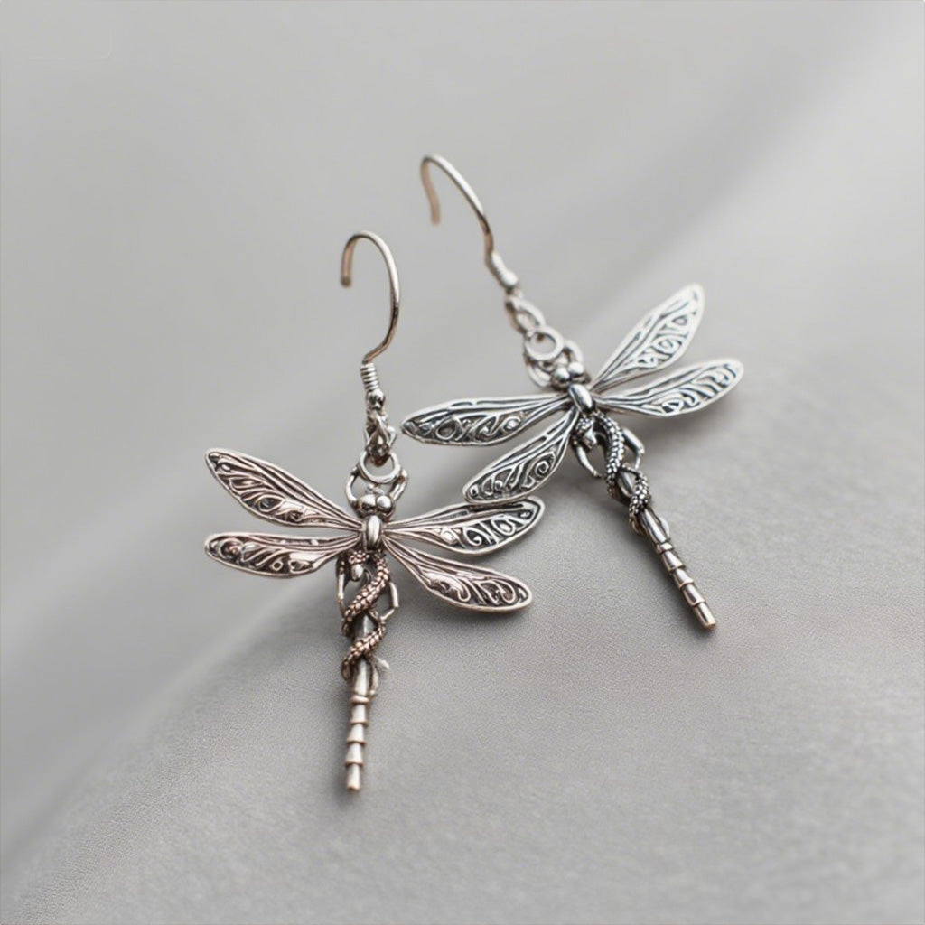 Vintage Dragonfly Drop Earrings
