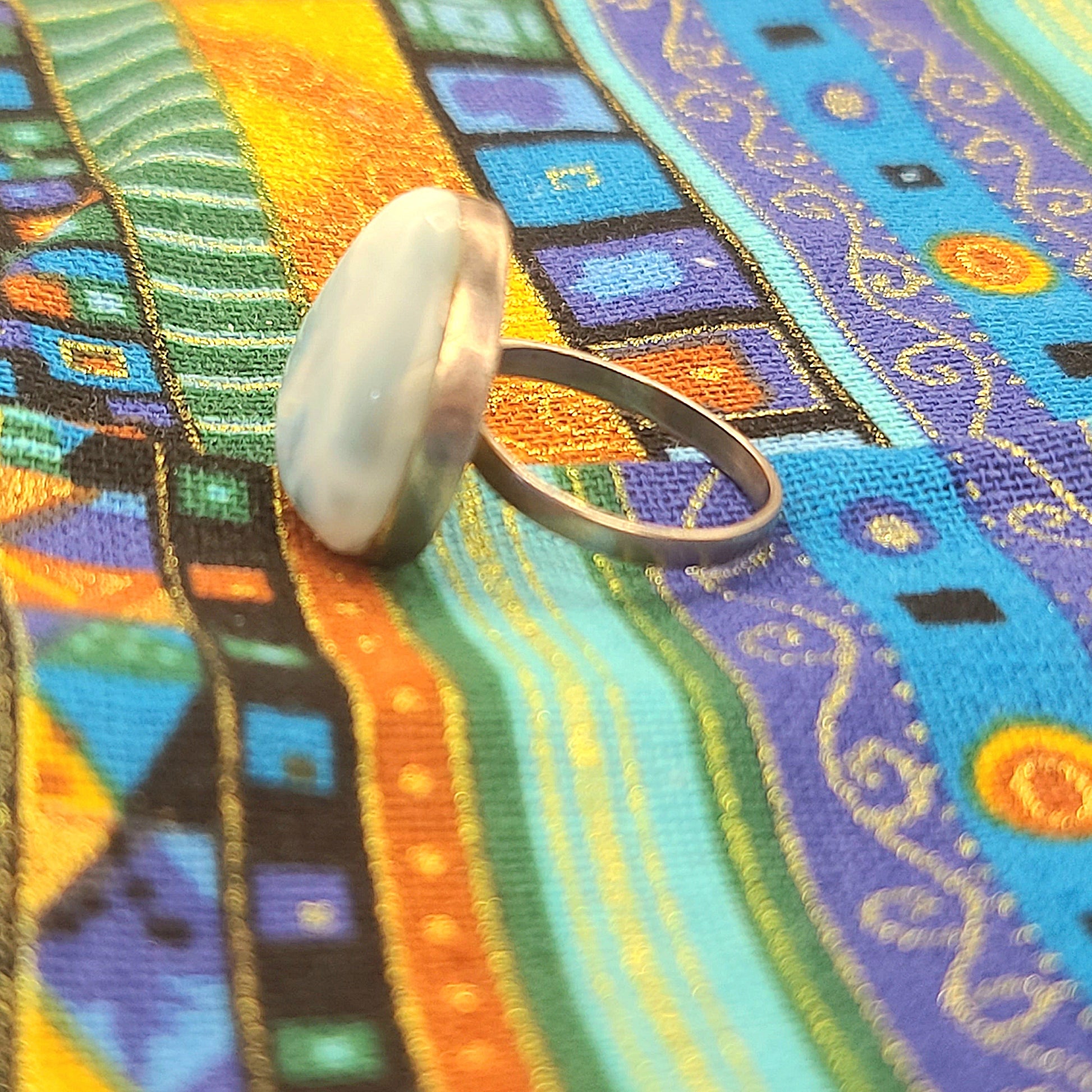 Natural Larimar Ring – Handcrafted Caribbean Blue Stone Jewelry in Sterling Silver Setting