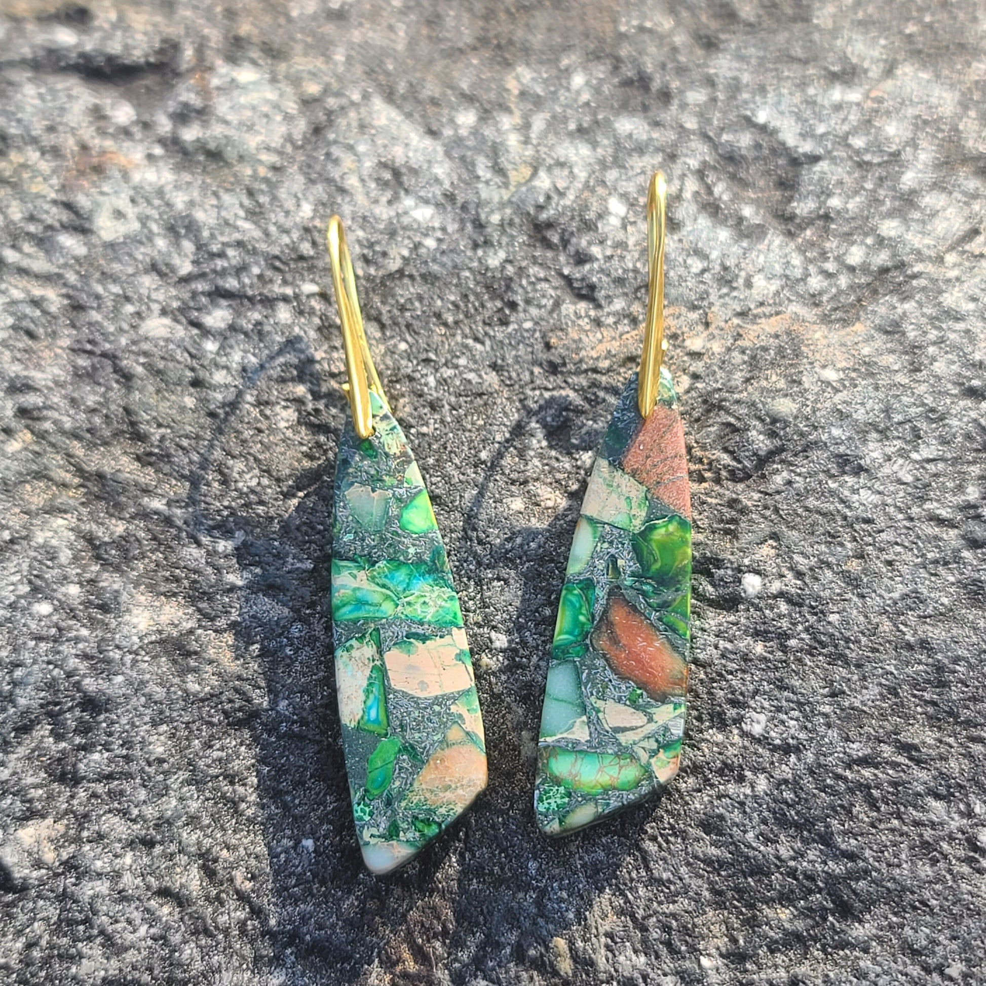 Handmade Jungle Green Mosaic Resin Earrings