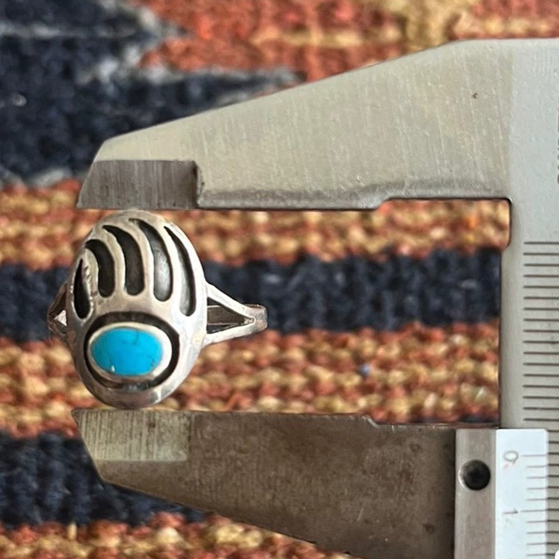 Vintage Sterling Silver Bear Paw Ring with Turquoise