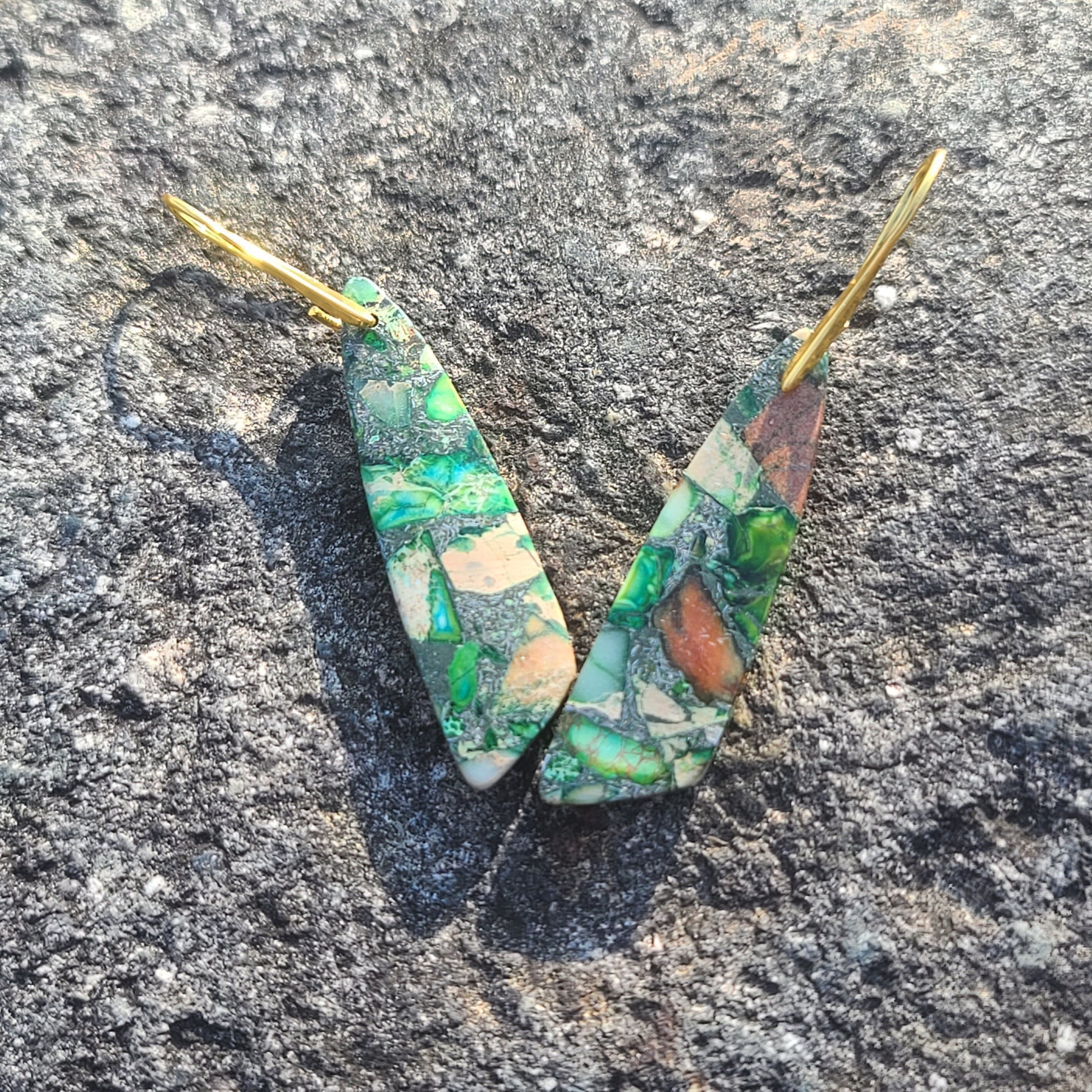 Handmade Jungle Green Mosaic Resin Earrings