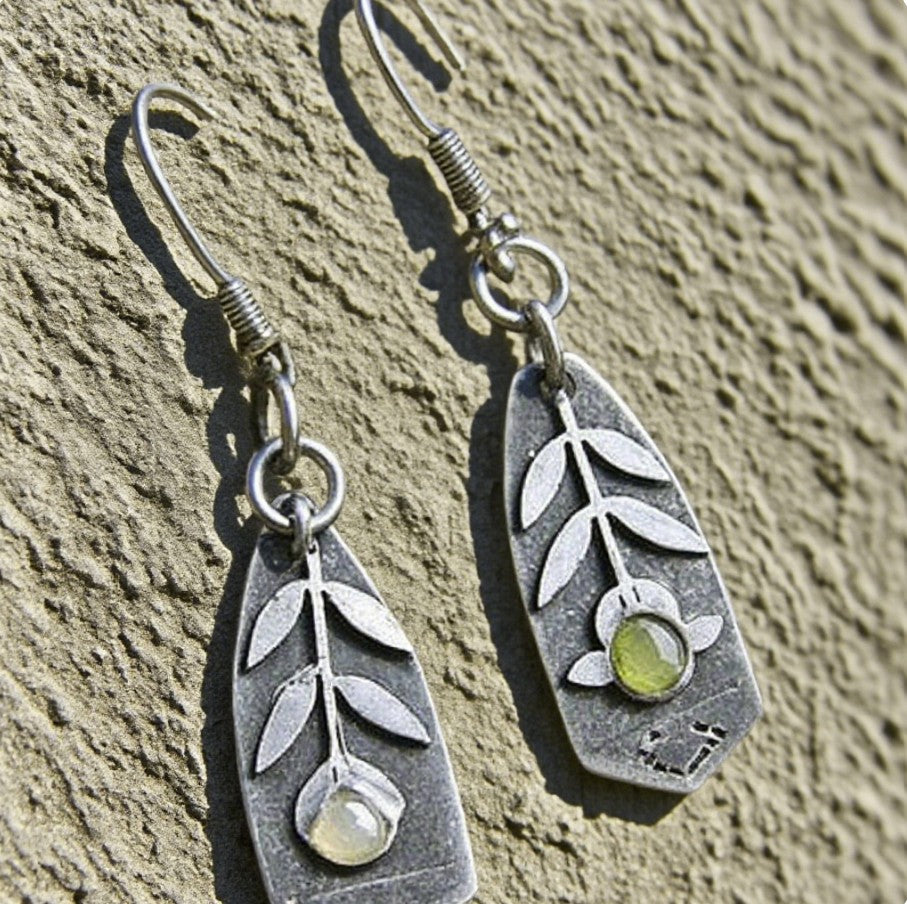 Handcrafted Botanical Plate Earrings