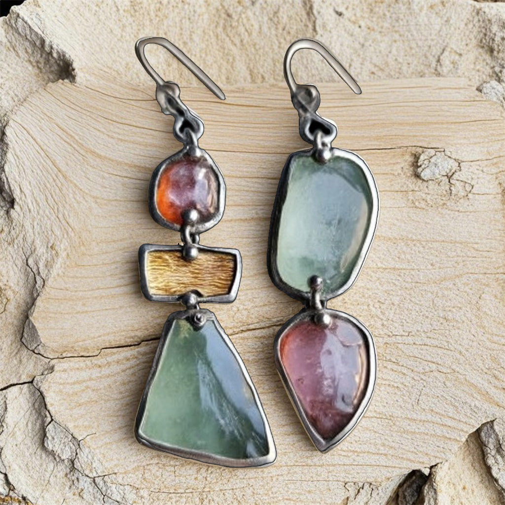 Bohemian Raw Stone Dangle Earrings