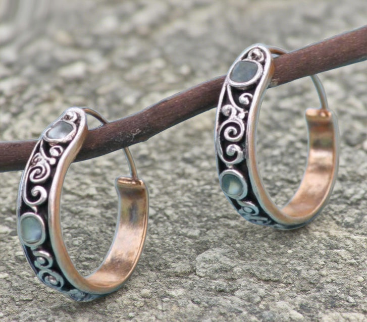 Vintage Scrollwork Hoop Earrings