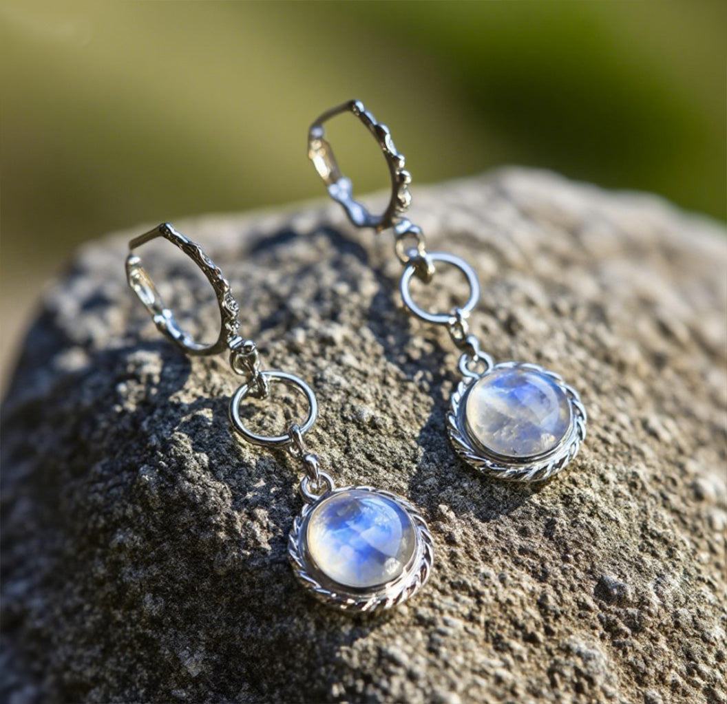 Sterling Silver Moonstone Drop Earrings