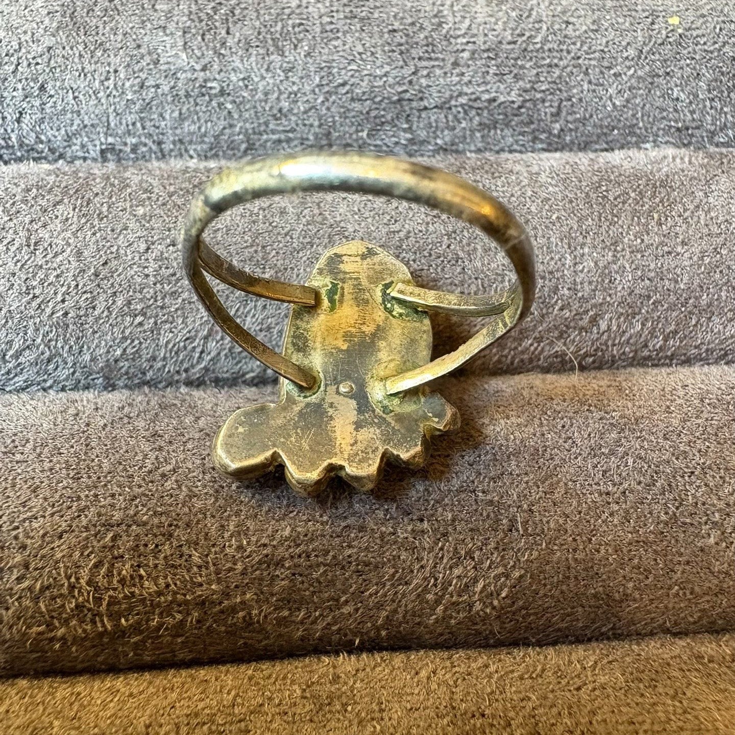 Vintage Turquoise Sterling Silver Ring – Unique Handmade Fan Design