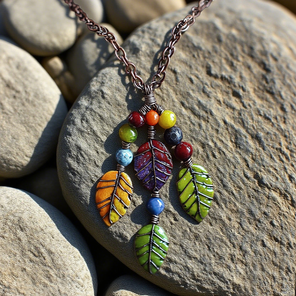 Handcrafted Boho Leaf Pendant Necklace
