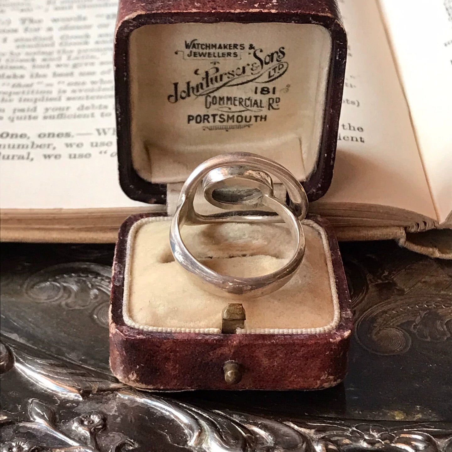 Modern Labradorite Triangle Ring – Sculptural Sterling Silver Open Frame Design