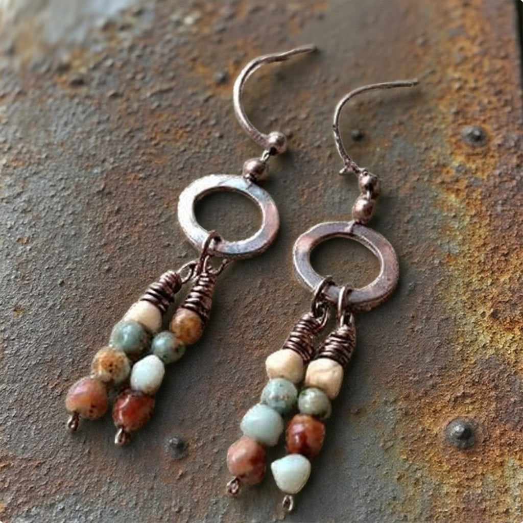 Boho Ceramic Bead Dangle Earrings