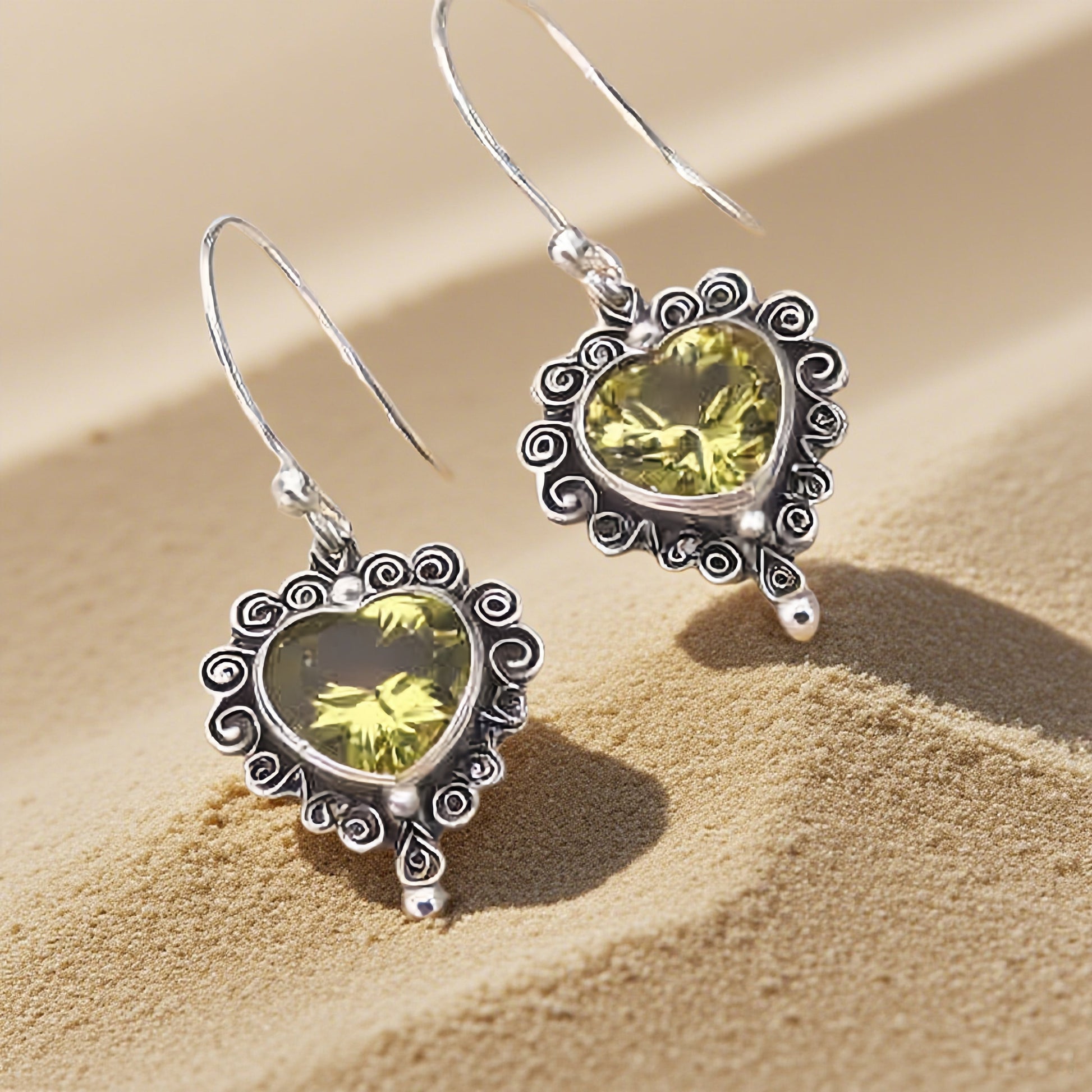 Vintage Floral Drop Earrings with Blue Gemstones – Sterling Silver Ocean-Inspired Victorian Jewelry(副本)