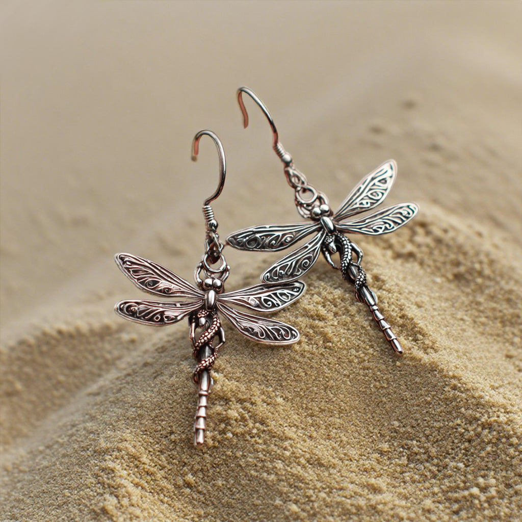 Vintage Dragonfly Drop Earrings