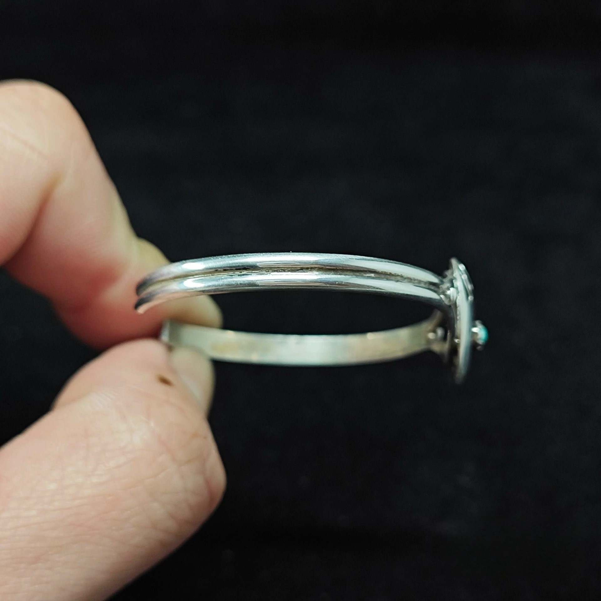 Sterling Silver Bear Paw Cuff Bracelet with Turquoise – Native American Inspired Tribal Bangle