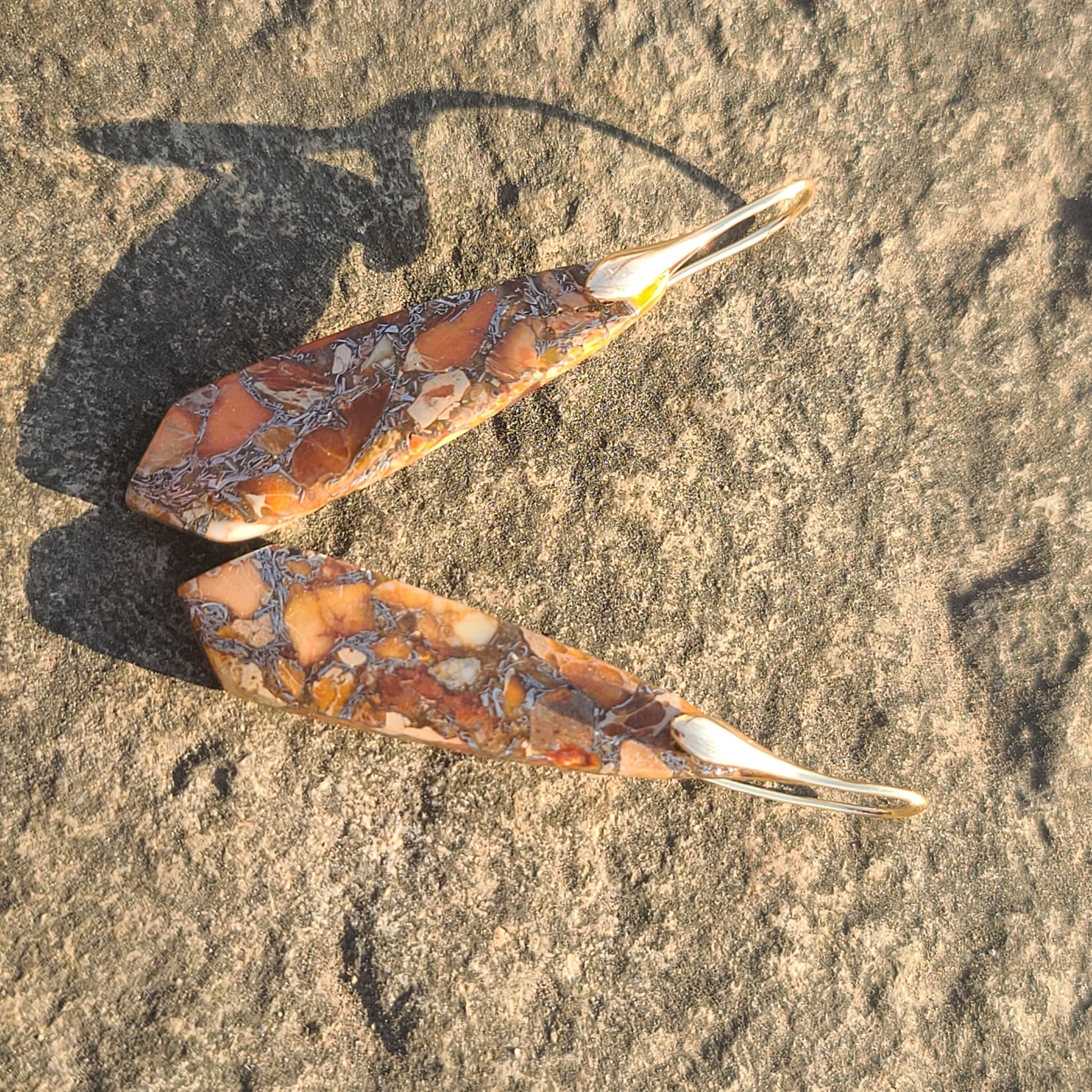 Natural Stone-Inspired Drop Earrings with Gold Hooks
