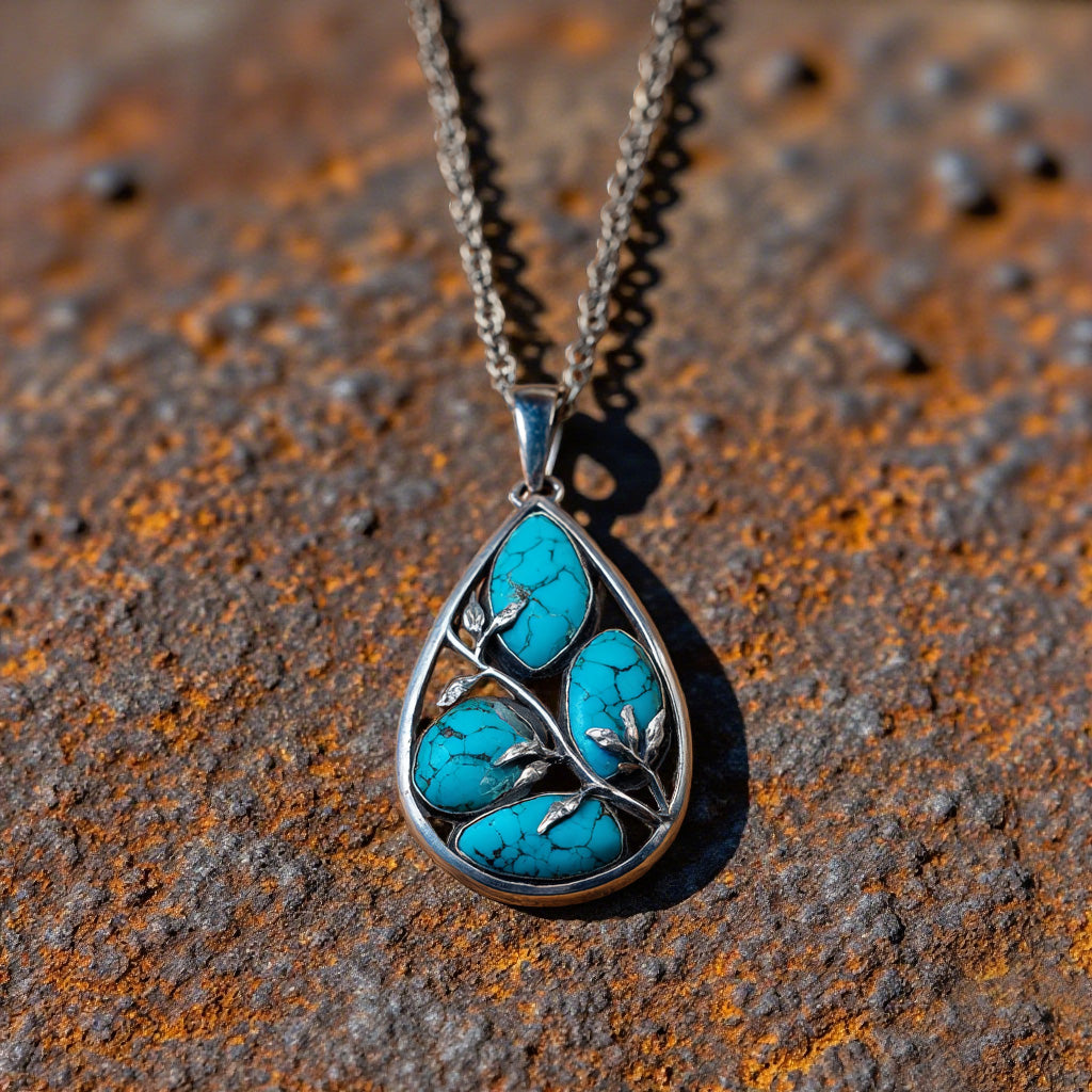 Teardrop Turquoise Pendant Necklace