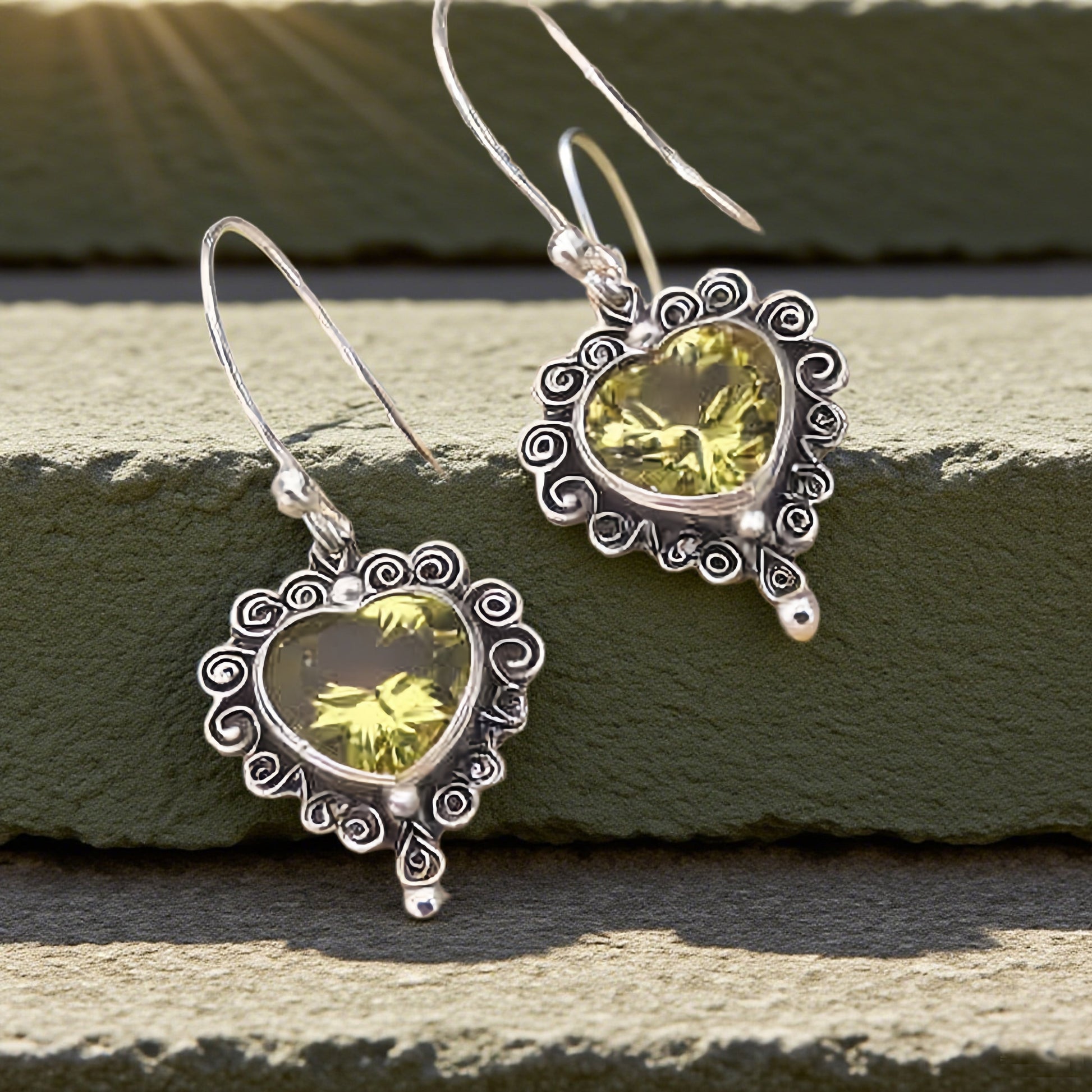 Vintage Floral Drop Earrings with Blue Gemstones – Sterling Silver Ocean-Inspired Victorian Jewelry(副本)