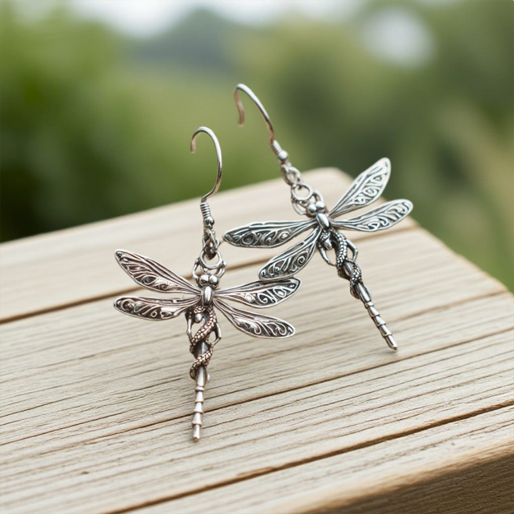 Vintage Dragonfly Drop Earrings