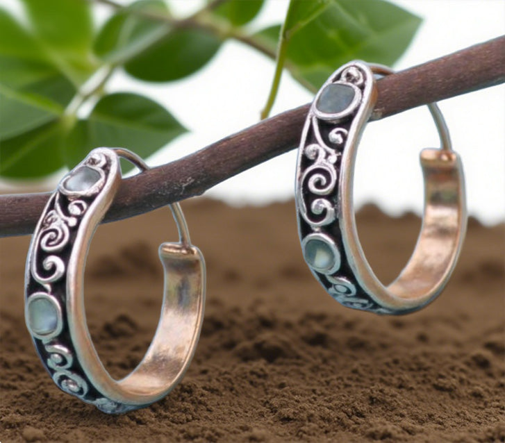 Vintage Scrollwork Hoop Earrings