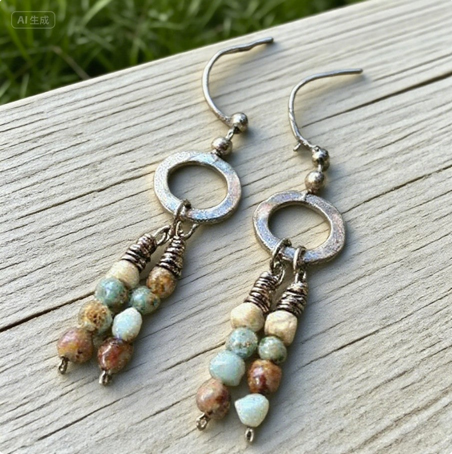 Boho Ceramic Bead Dangle Earrings