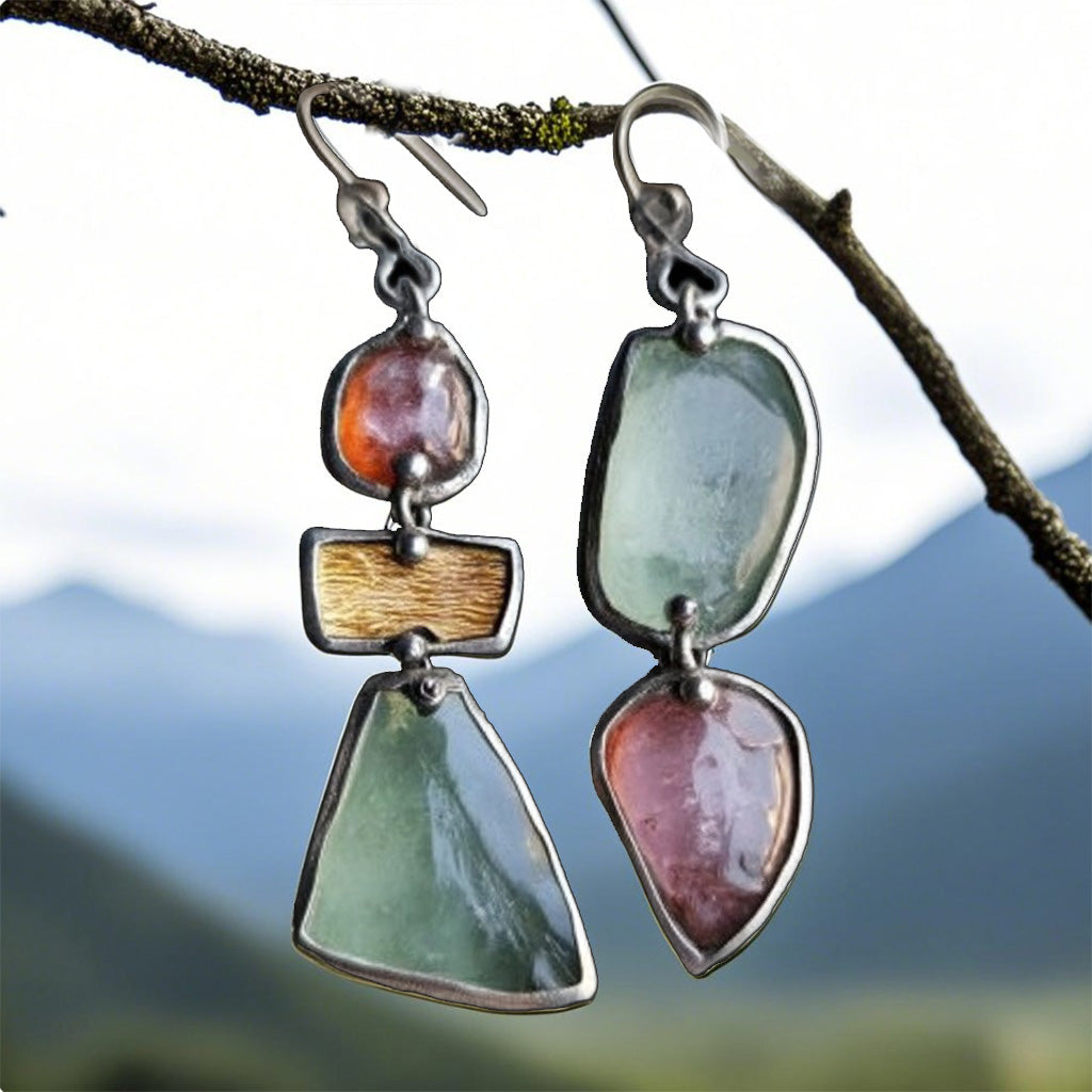 Bohemian Raw Stone Dangle Earrings