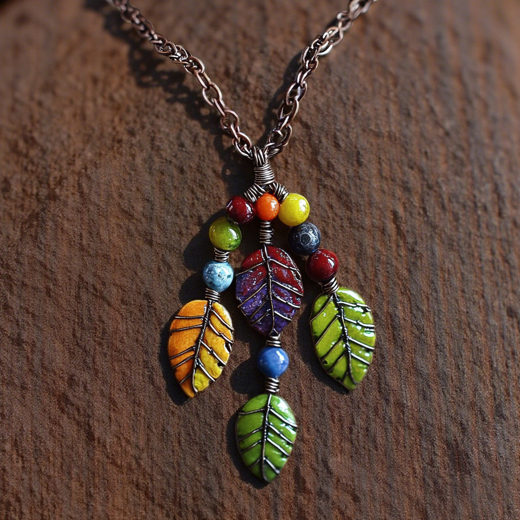 Handcrafted Boho Leaf Pendant Necklace