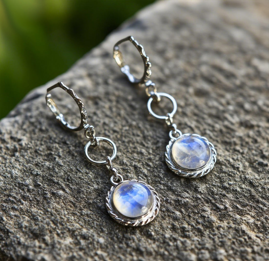 Sterling Silver Moonstone Drop Earrings