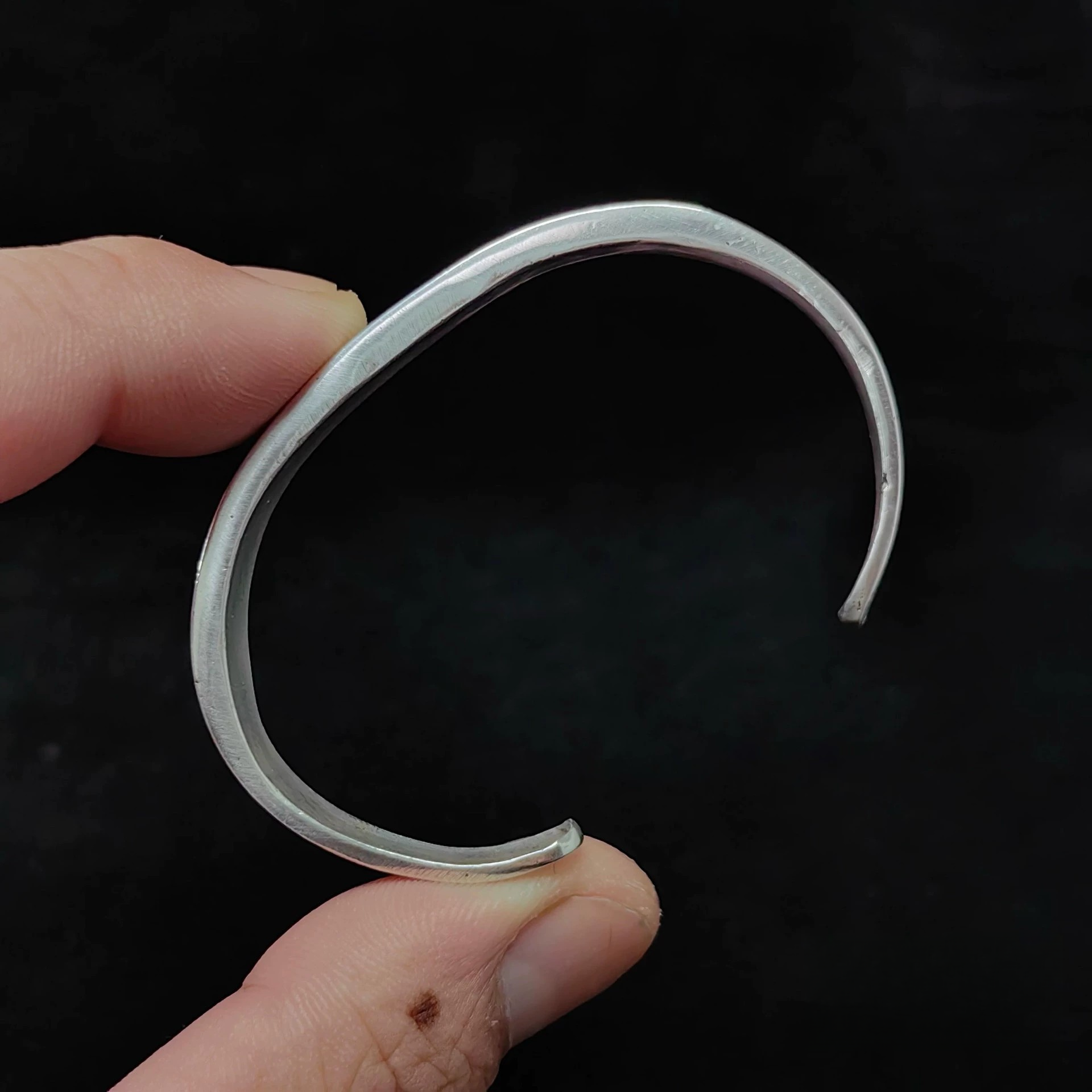 Handmade Sterling Silver Tribal Cuff Bracelet with Turquoise Inlay – Adjustable Boho Unisex Jewelry