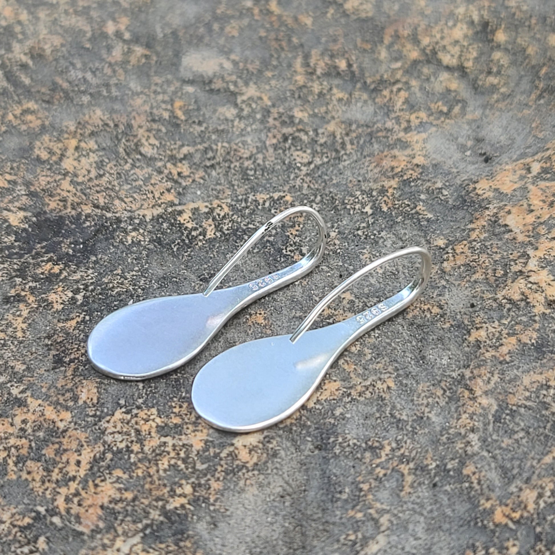 Asymmetrical Dandelion Drop Earrings – Brushed Silver Teardrop Earrings with Wish Motif