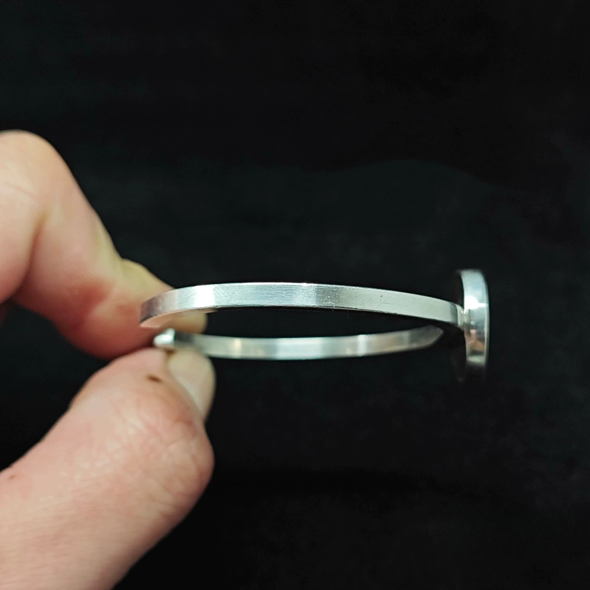 Handmade Sterling Silver Cuff Bracelet with Natural Oval Turquoise – Minimalist Boho Jewelry for Women & Men