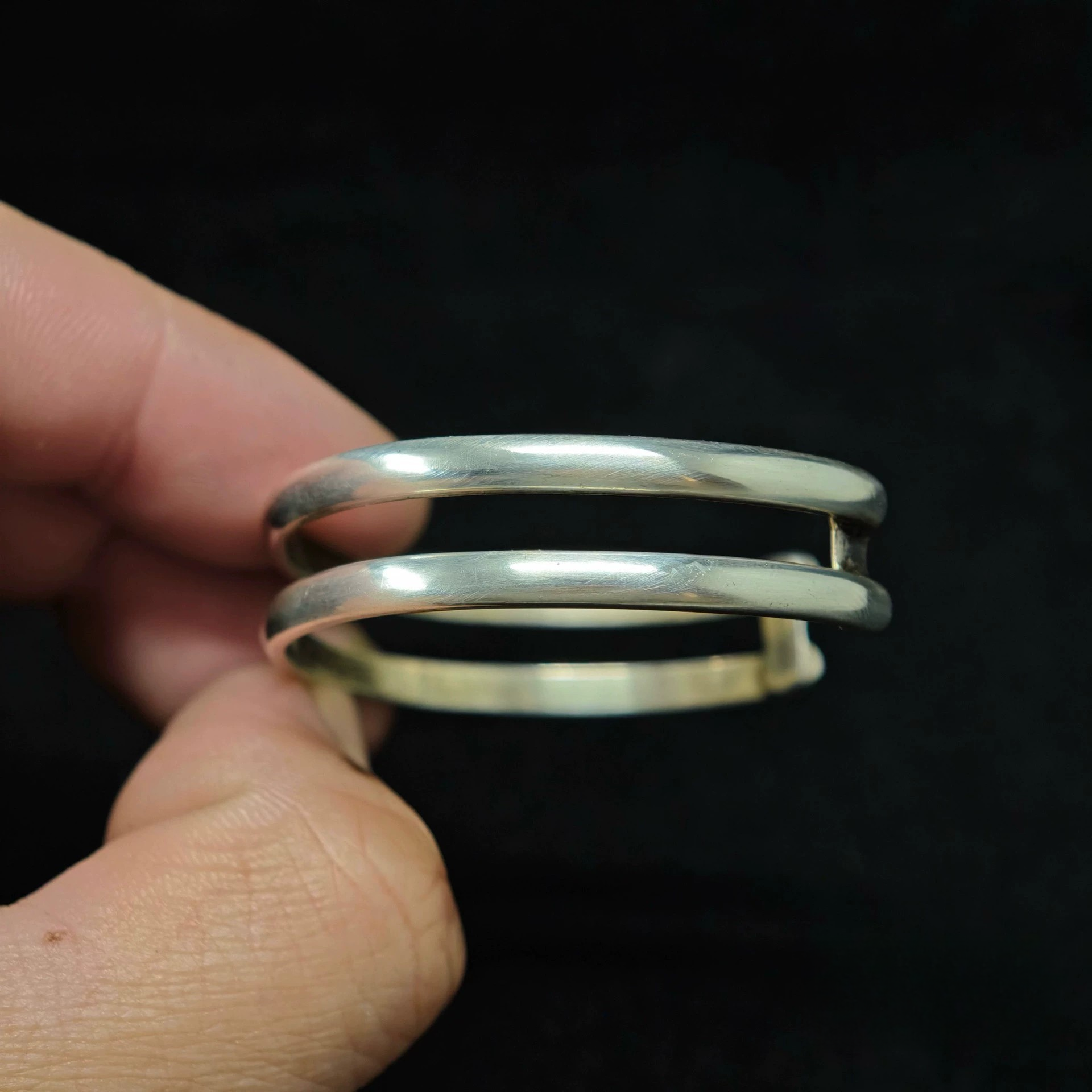 Double Band Sterling Silver Cuff Bracelet – Minimalist Open Bangle for Men and Women