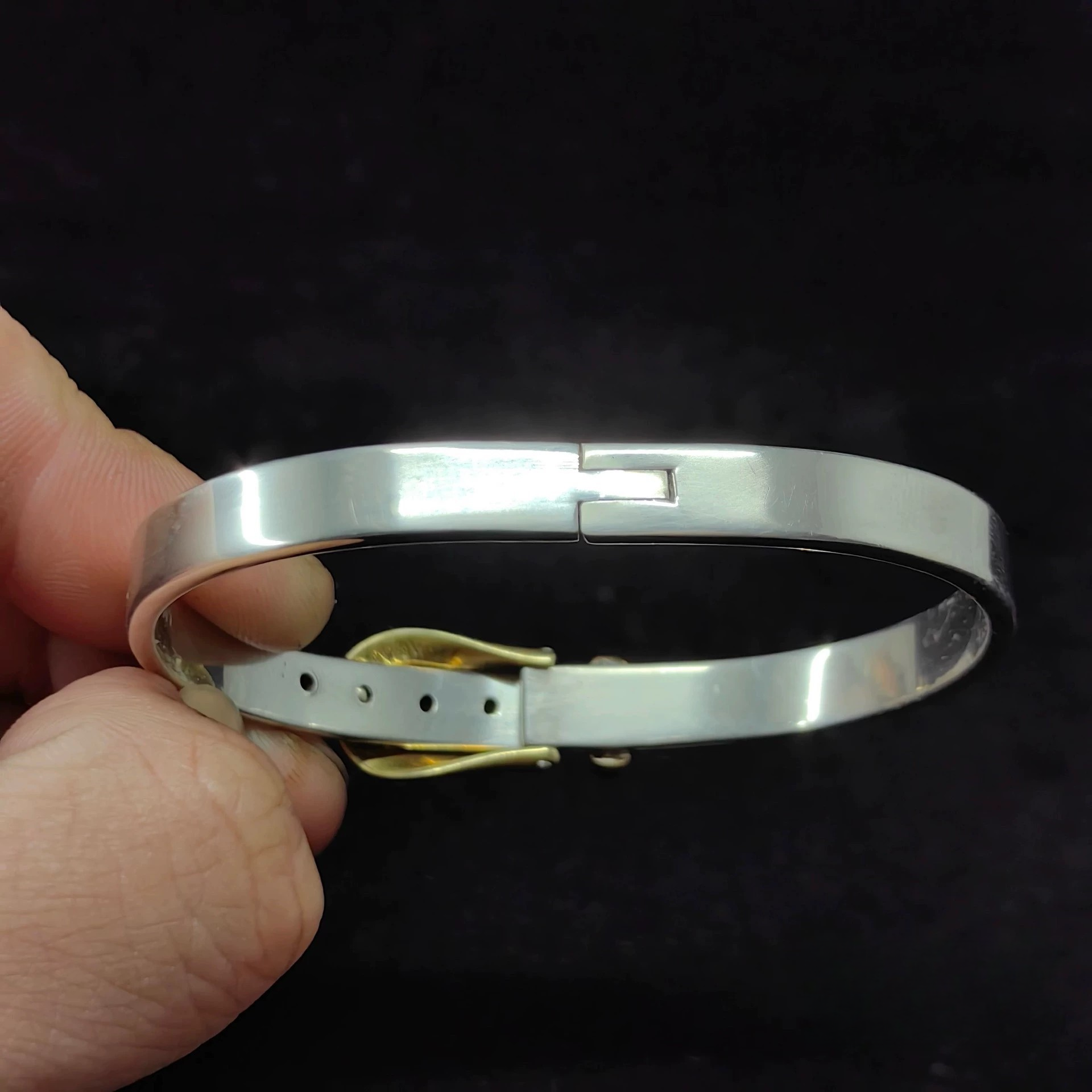 Sterling Silver Belt Buckle Bangle Bracelet