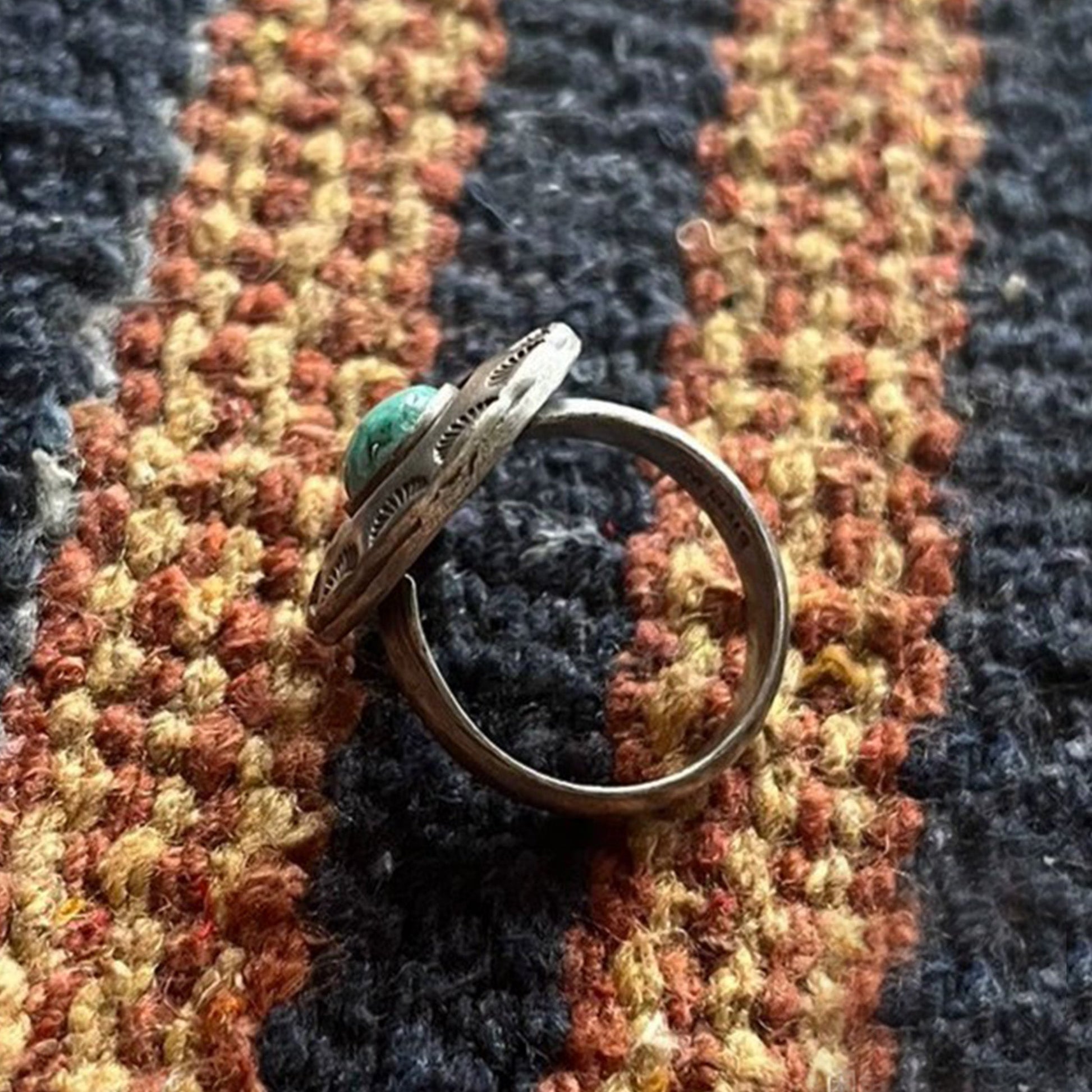 Vintage Southwestern Sterling Silver Ring – Round Concho Design with Turquoise Center Stone