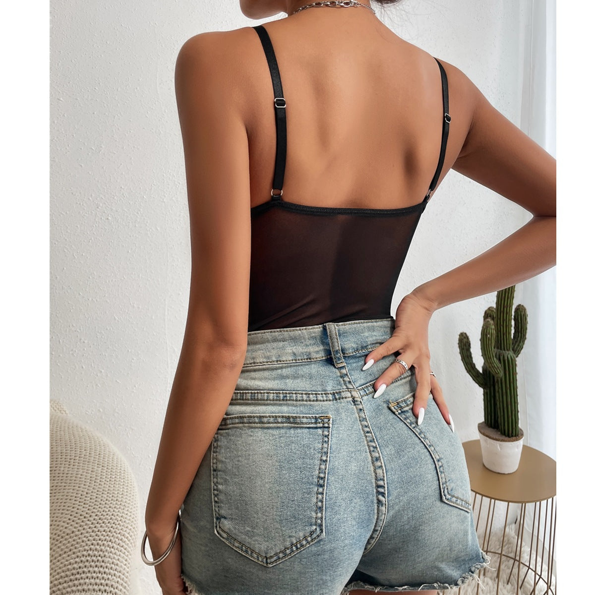 Floral Lace Spaghetti Strap Bodysuit