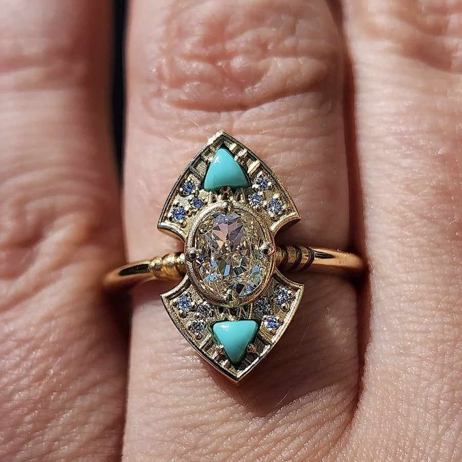 Handmade Retro Drip Gold Ring