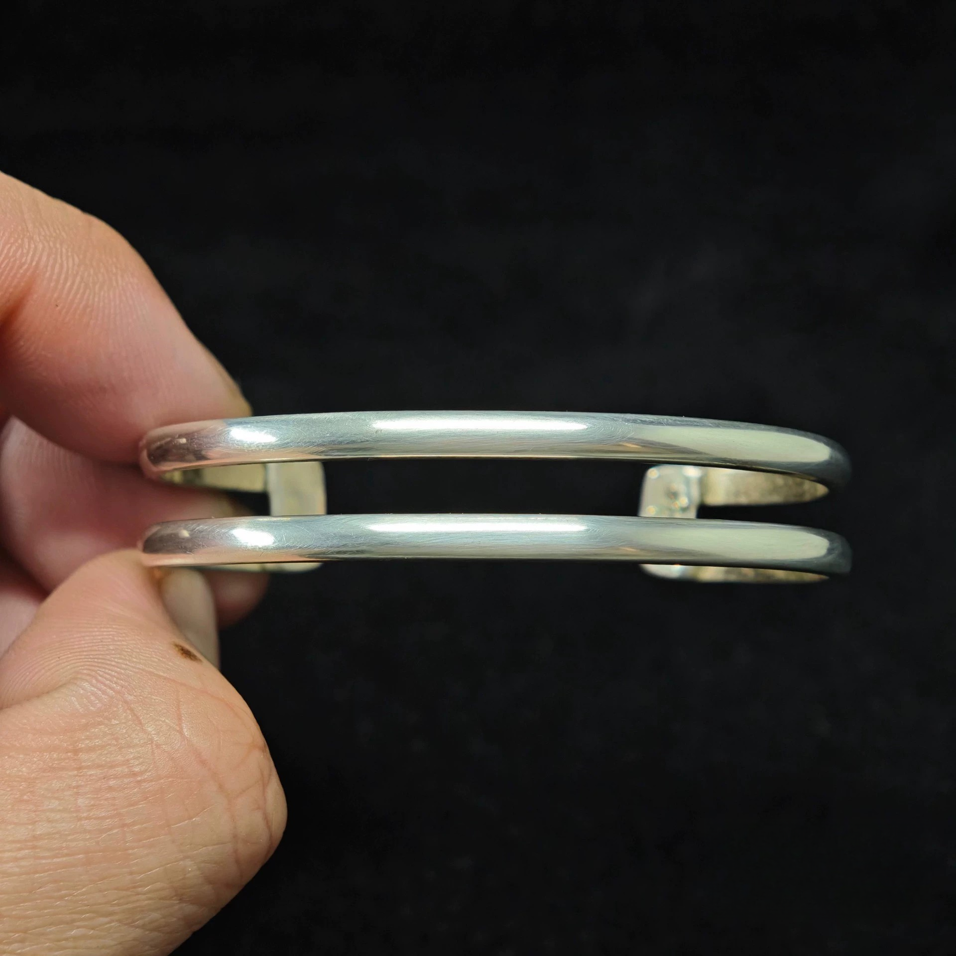 Double Band Sterling Silver Cuff Bracelet – Minimalist Open Bangle for Men and Women