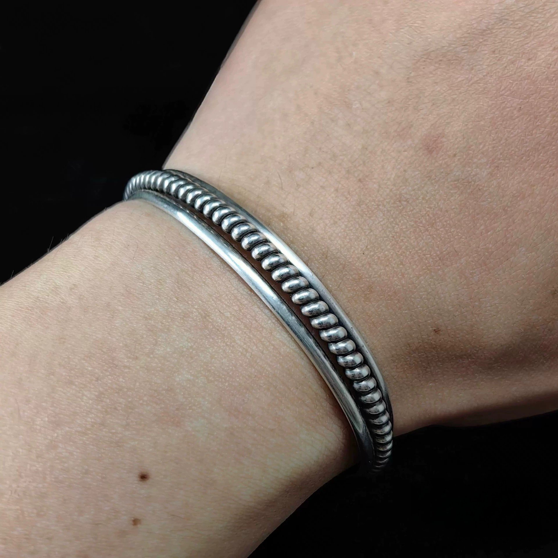 Handcrafted Sterling Silver Rope Twist Cuff Bracelet – Classic Western Unisex Bangle