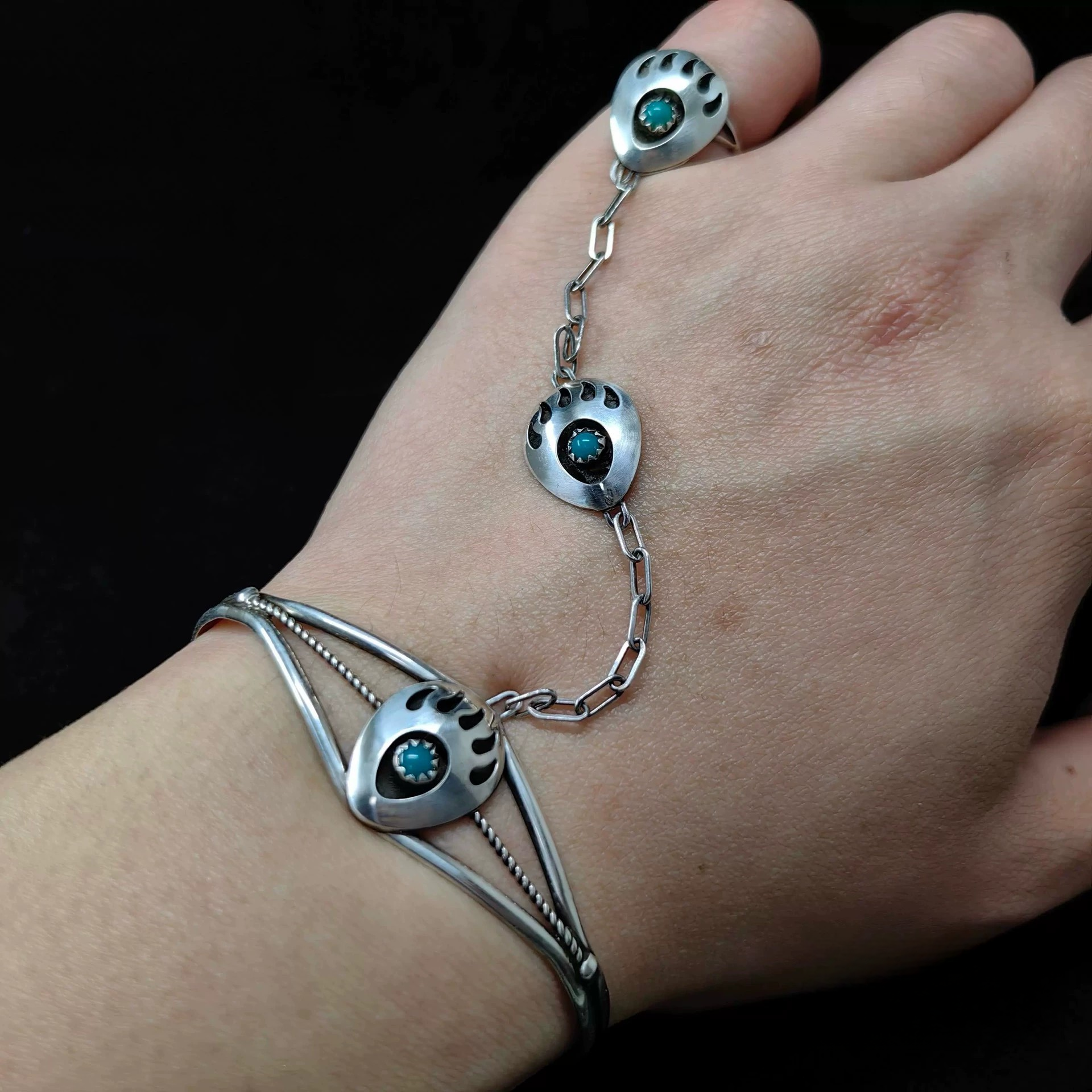 Sterling Silver Turquoise Bracelet Ring