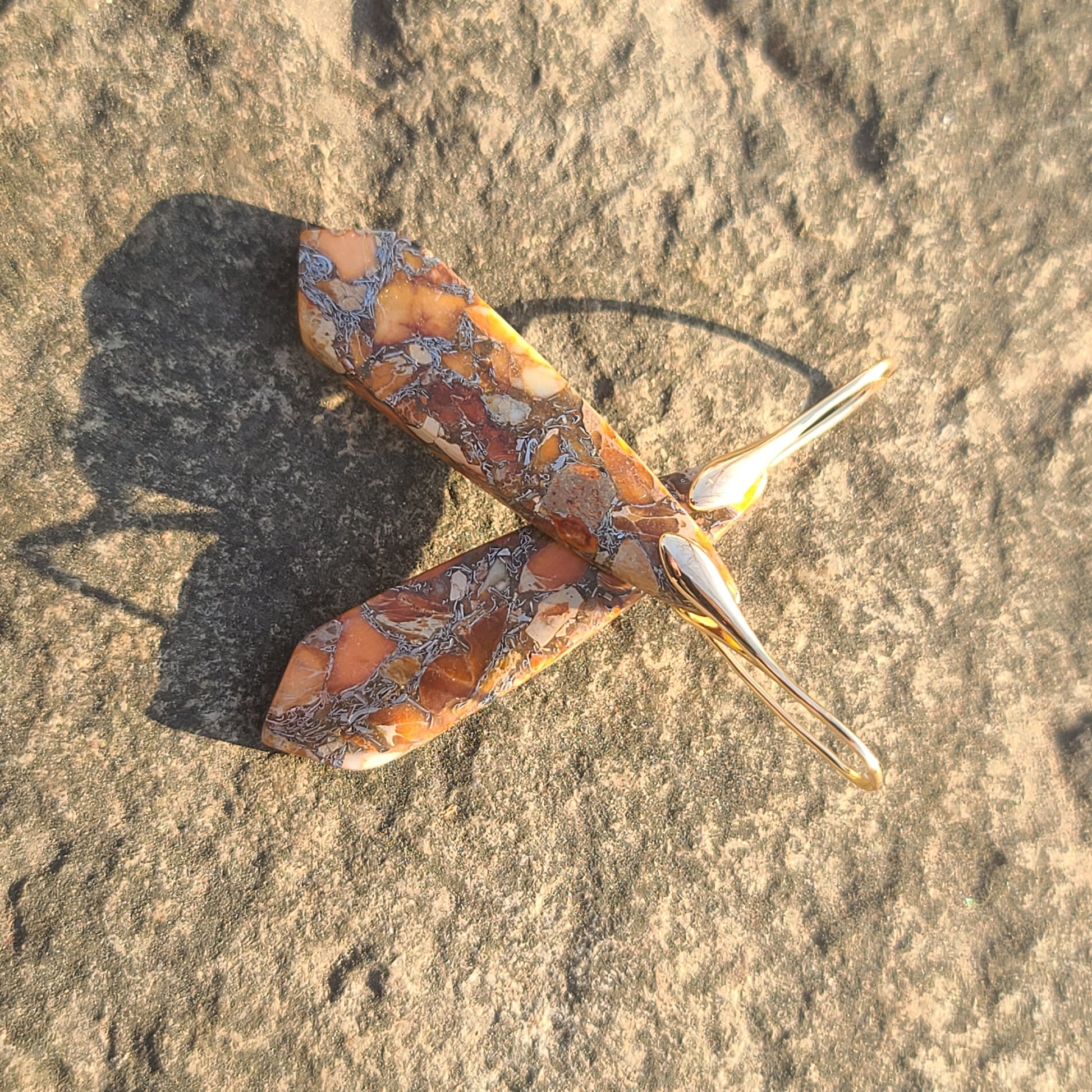 Natural Stone-Inspired Drop Earrings with Gold Hooks