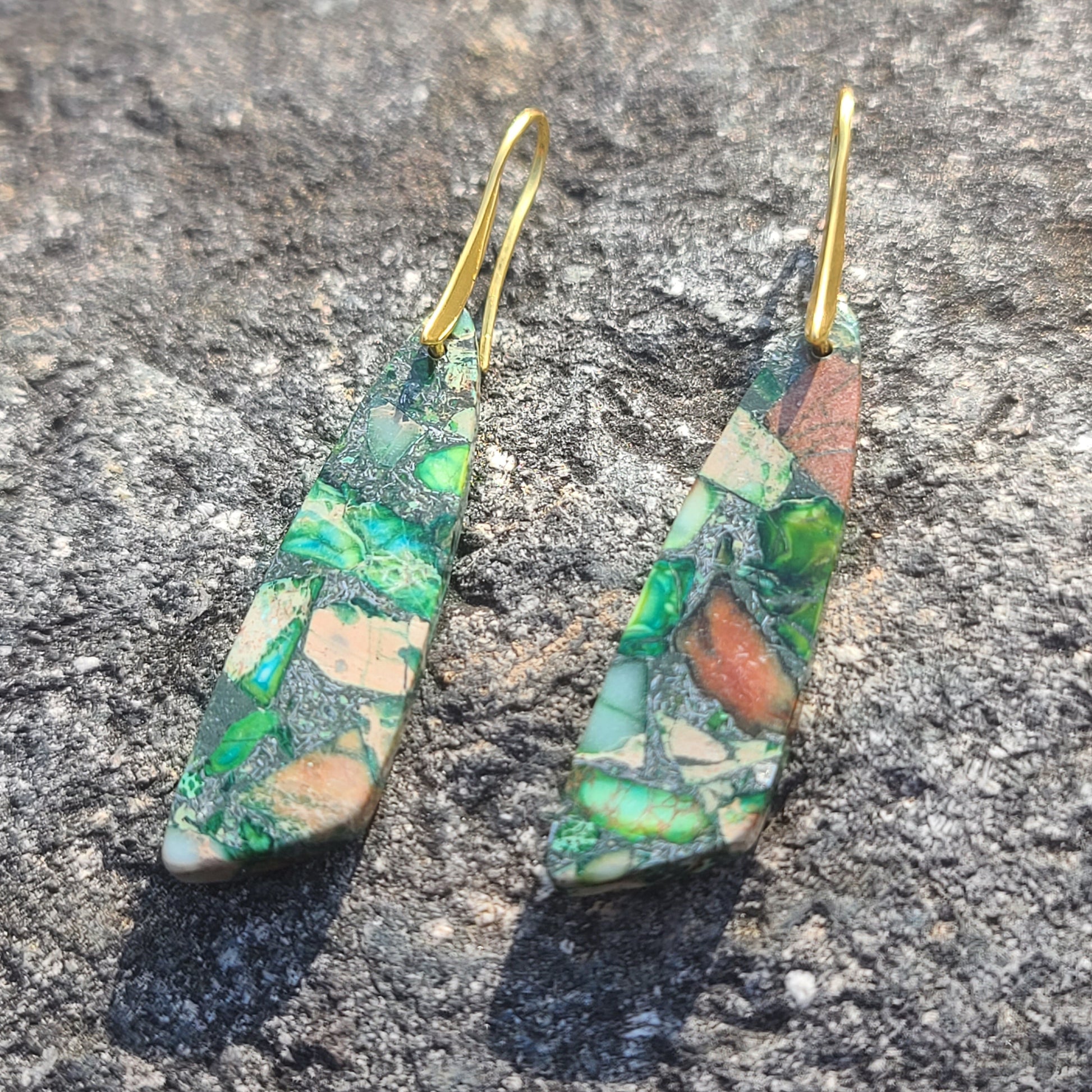 Handmade Jungle Green Mosaic Resin Earrings