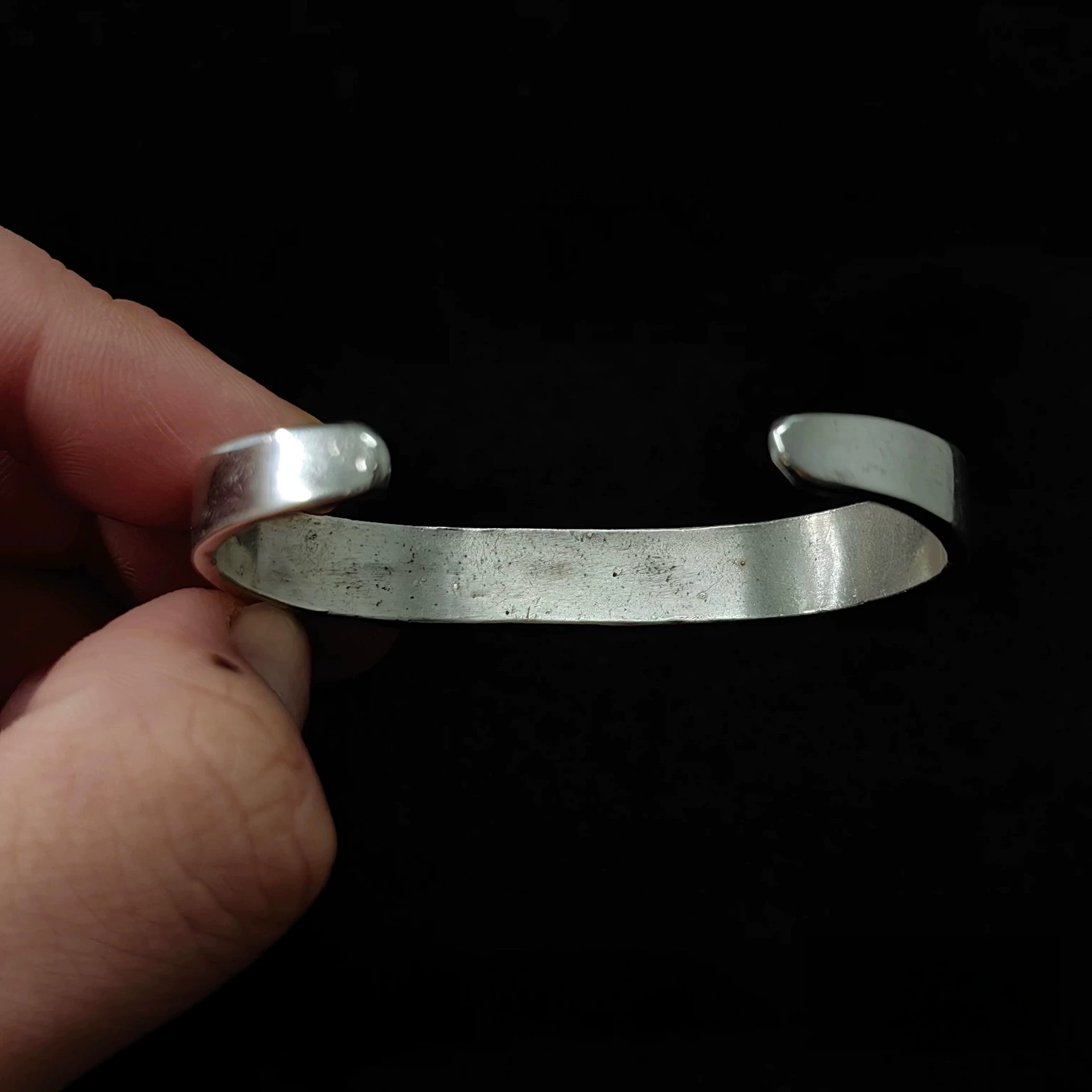 Handmade Sterling Silver Tribal Cuff Bracelet with Turquoise Inlay – Adjustable Boho Unisex Jewelry