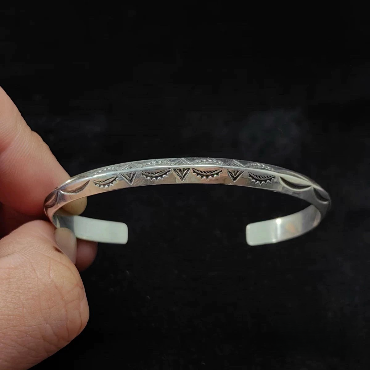 Handcrafted Sterling Silver Cuff Bracelet – Minimalist Wave Engraved Design for Men and Women